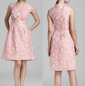 Adrianna Papell Pink Floral Jacquard Midi Dress